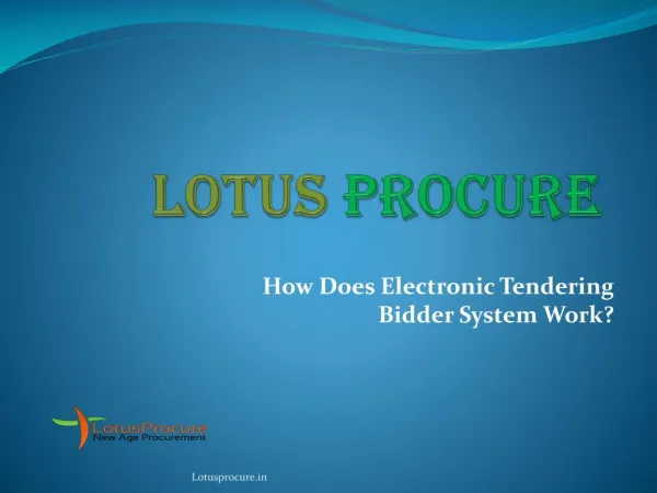 How Does Electronic Tendering Bidder System Work?