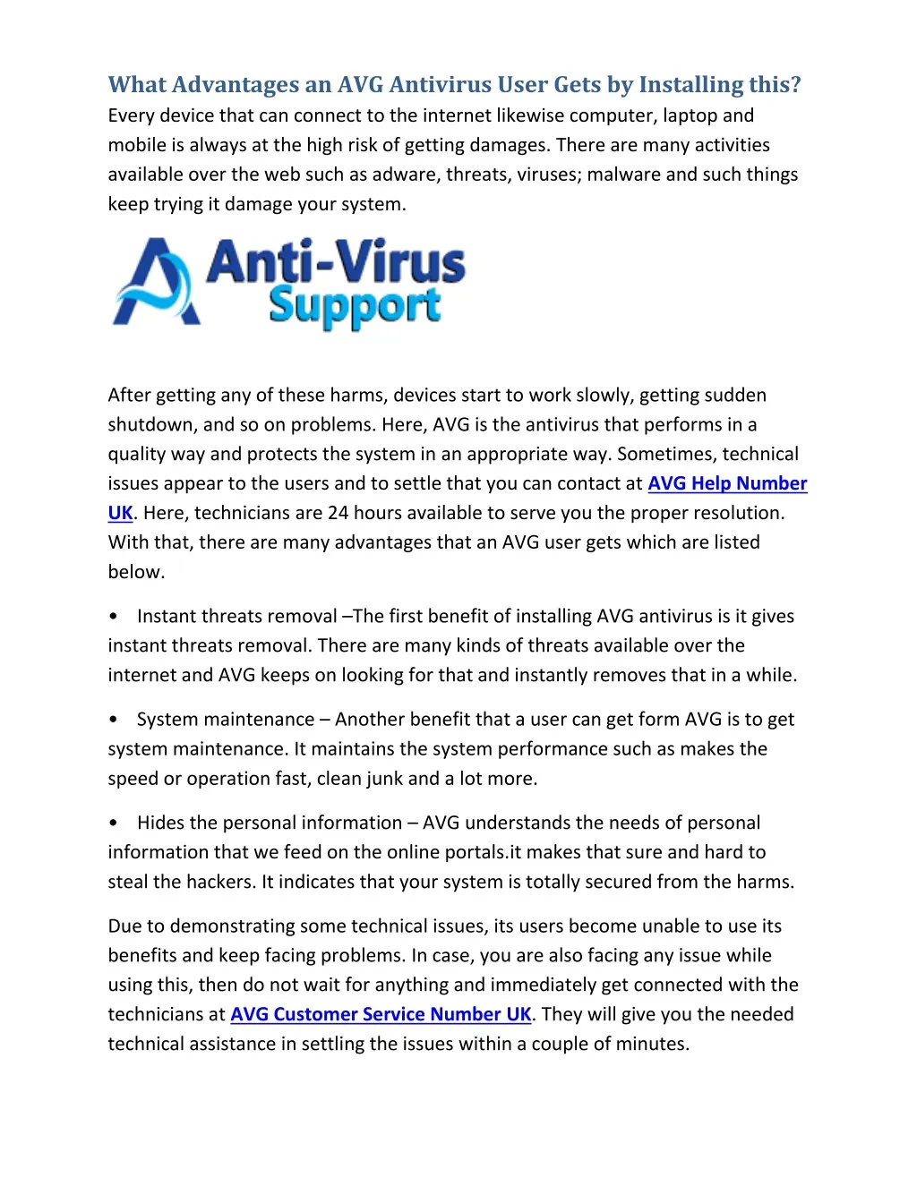what advantages an avg antivirus user gets