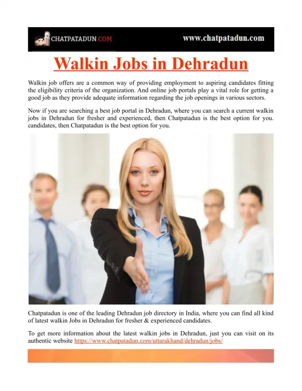 Walkin Jobs in Dehradun