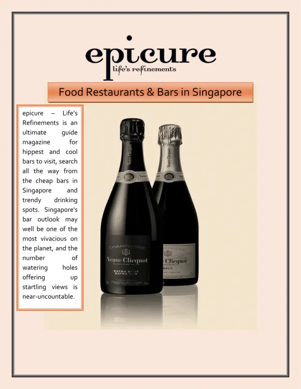 Food Restaurants & Bars in Singapore | epicure – Life’s Refinements