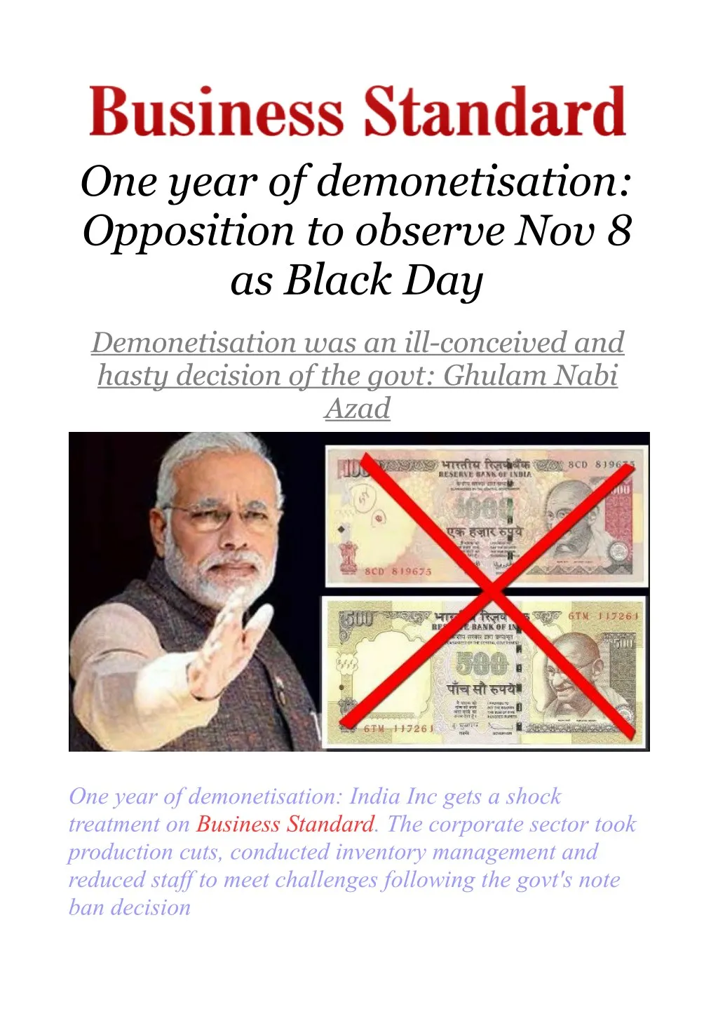 one year of demonetisation opposition to observe