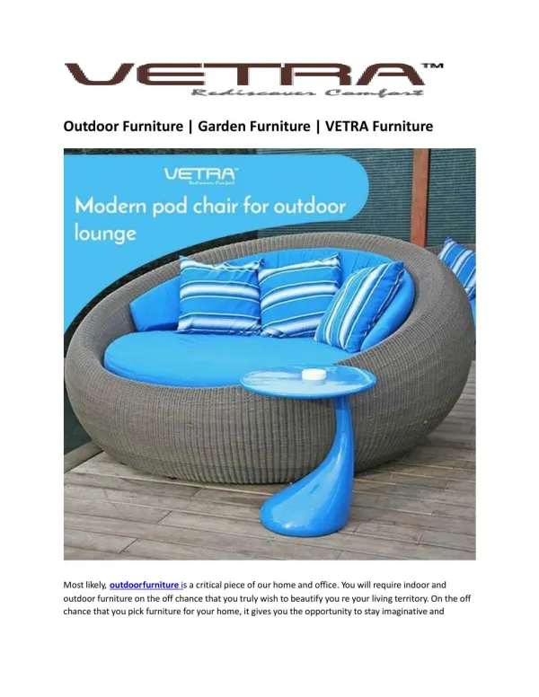 Outdoor Furniture | Garden Furniture | Vetra Furniture