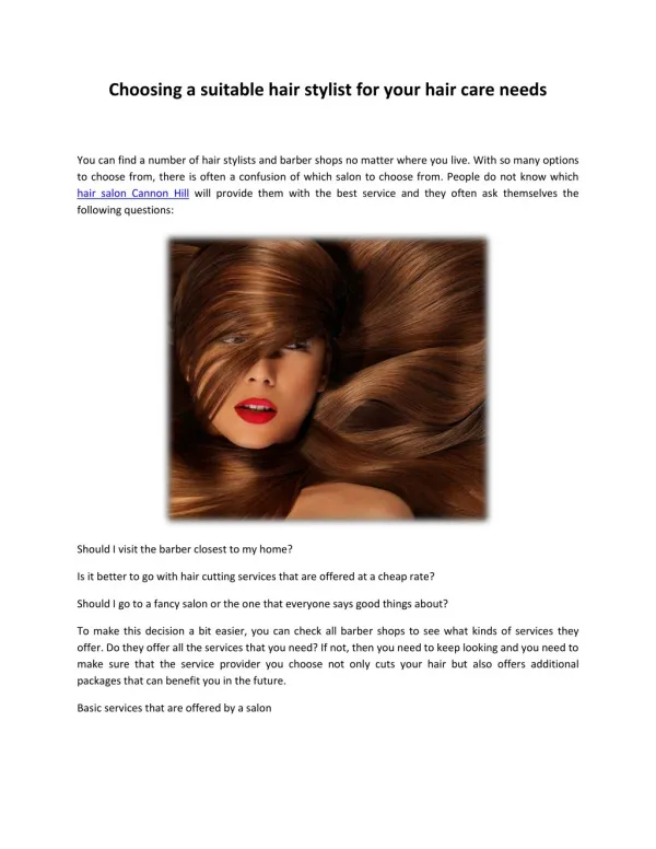 Choosing a suitable hair stylist for your hair care needs