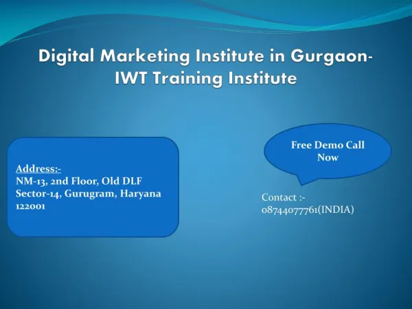 Best Digital Marketing Training | SEO |SMO- IWT Training Institute Gurgaon