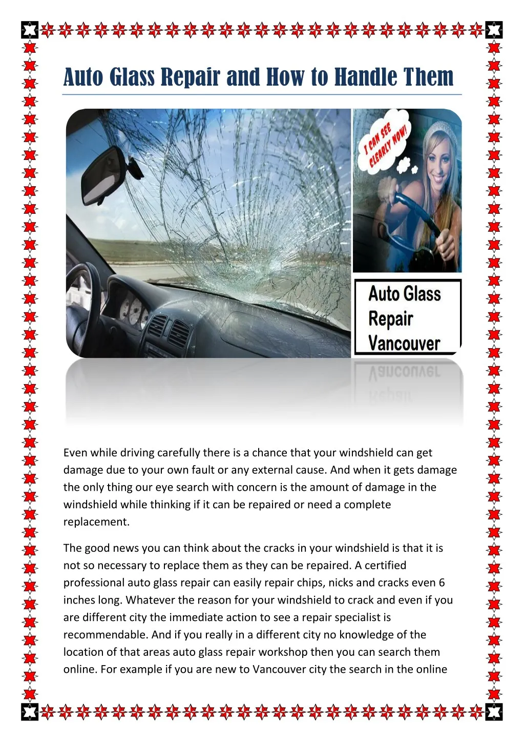 auto glass repair and how to handle them