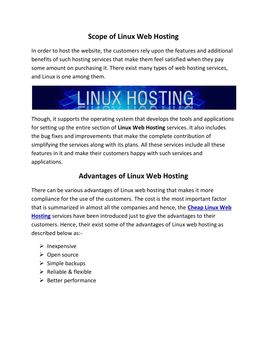 scope of linux web hosting