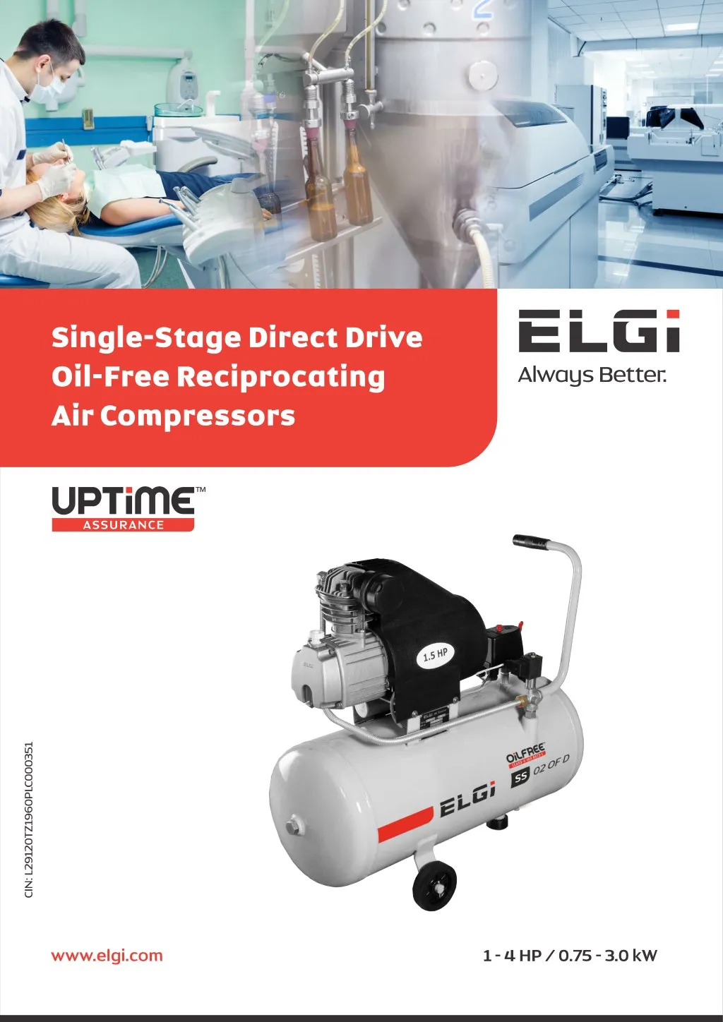 single stage direct drive oil free reciprocating