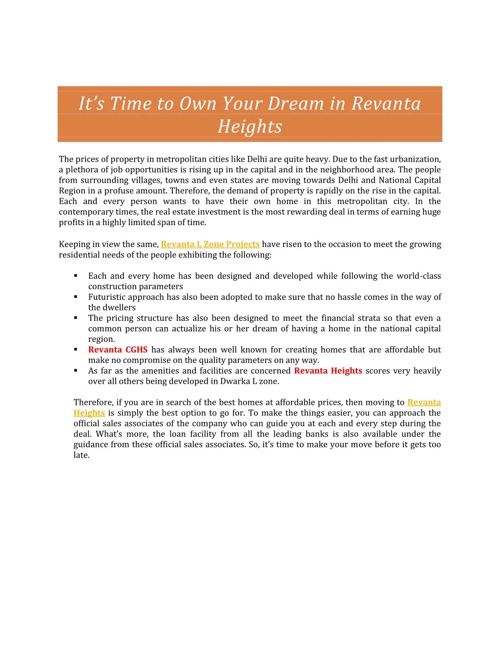 it s time to own your dream in revanta heights