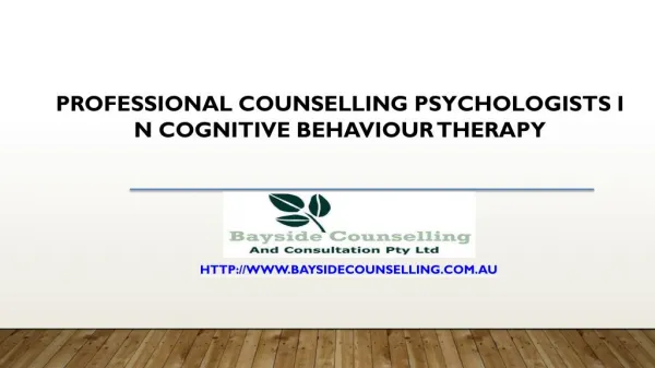 Professional Counselling Psychologists In Cognitive Behaviour Therapy