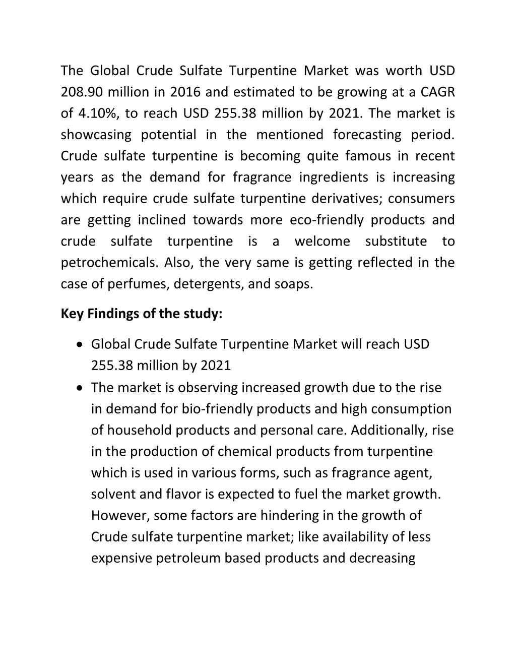 the global crude sulfate turpentine market