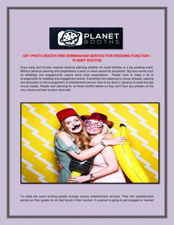 Get Photo Booth Hire Birmingham Services For Wedding Function -Planet Booths