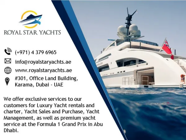 Dubai Boat Charter Trips by Royal Star Yachts