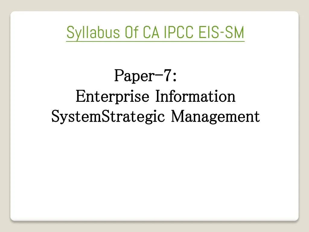 syllabus of ca ipcc eis sm