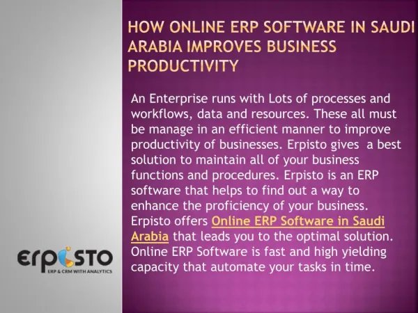 How Online ERP software in Saudi Arabia improves business productivity?
