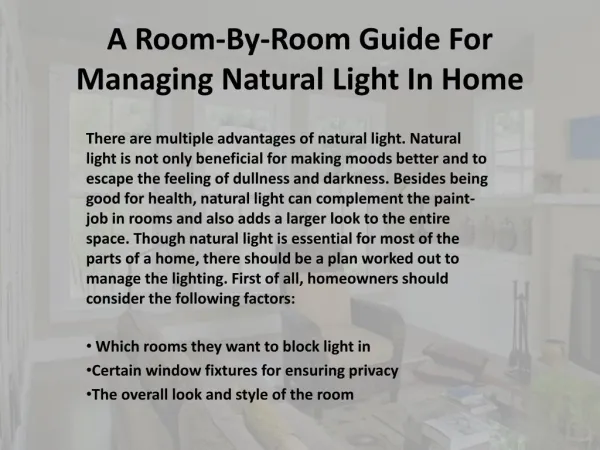A Room-By-Room Guide For Managing Natural Light In Home