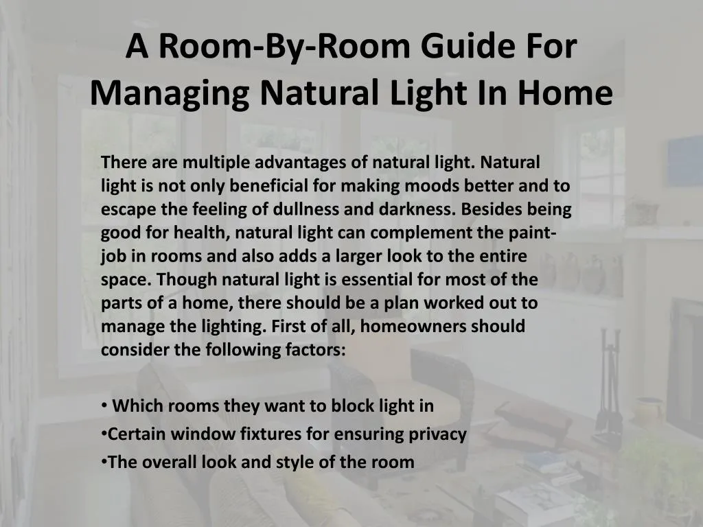 a room by room guide for managing natural light in home