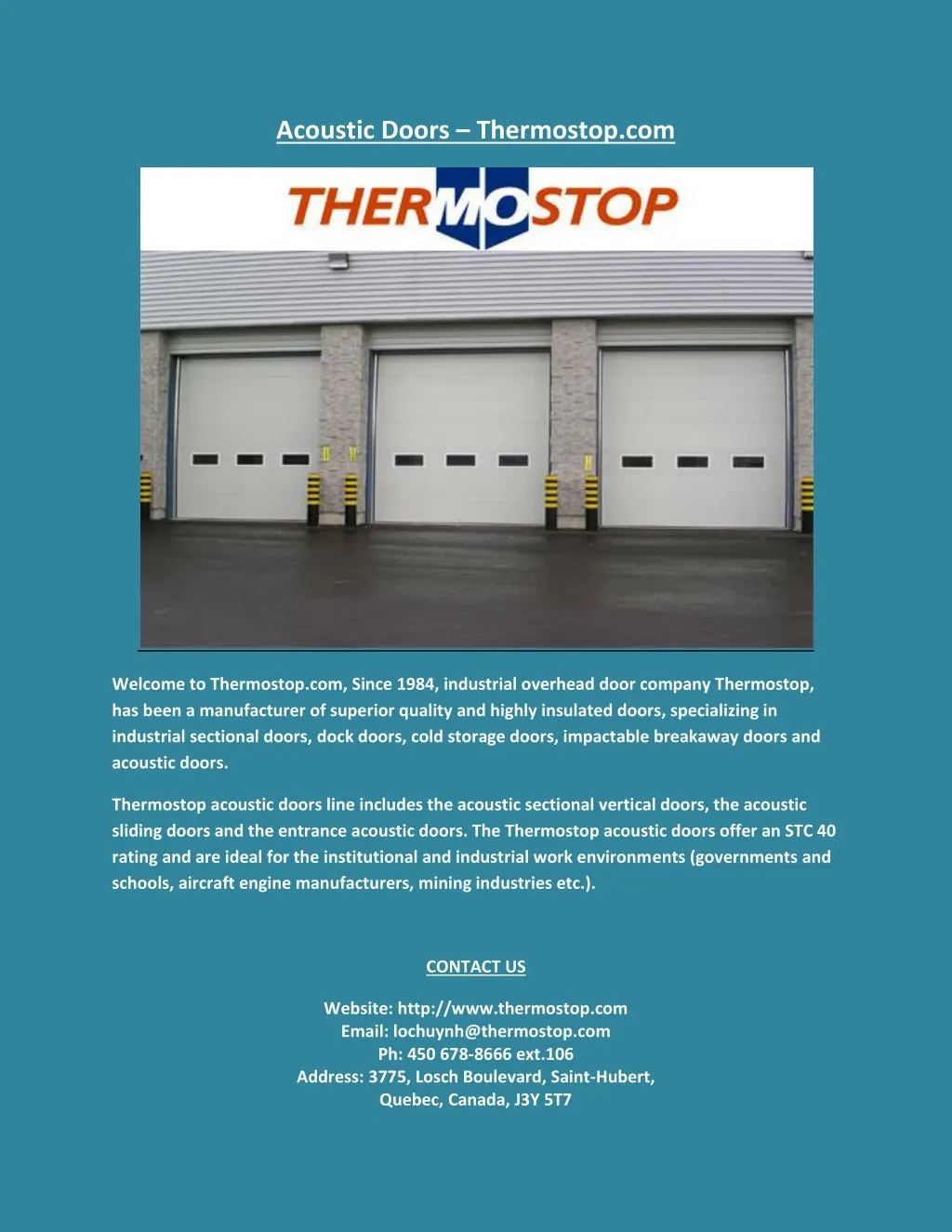 acoustic doors thermostop com