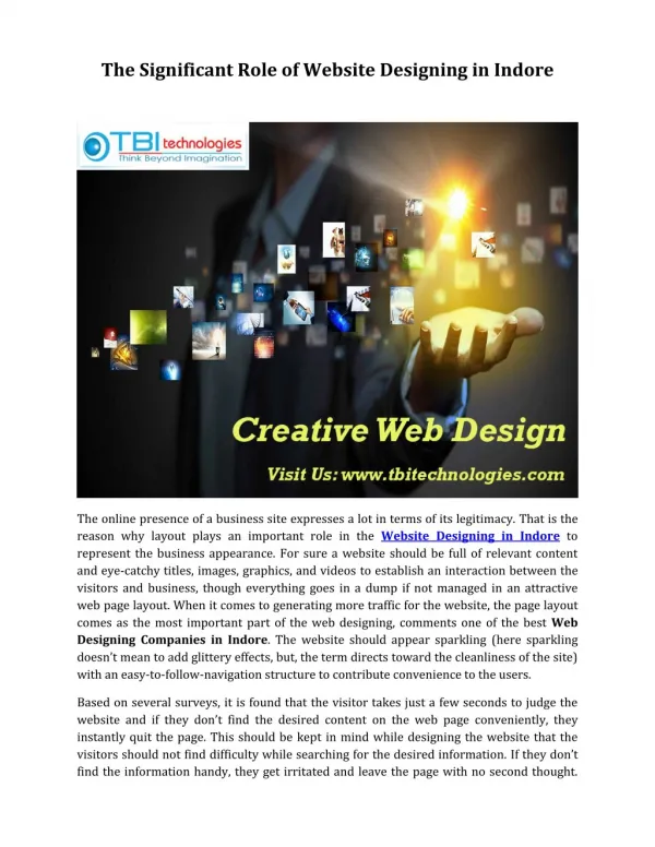 The Significant Role of Website Designing in Indore