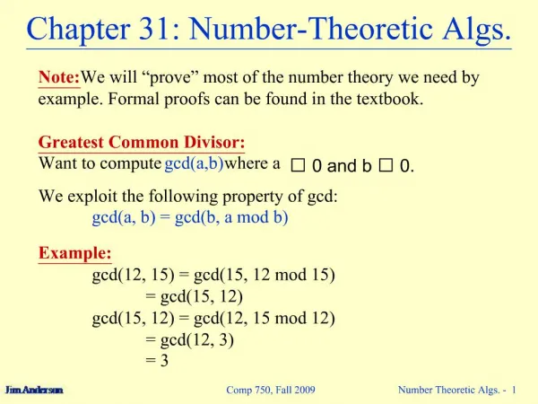 Chapter 31: Number-Theoretic Algs.