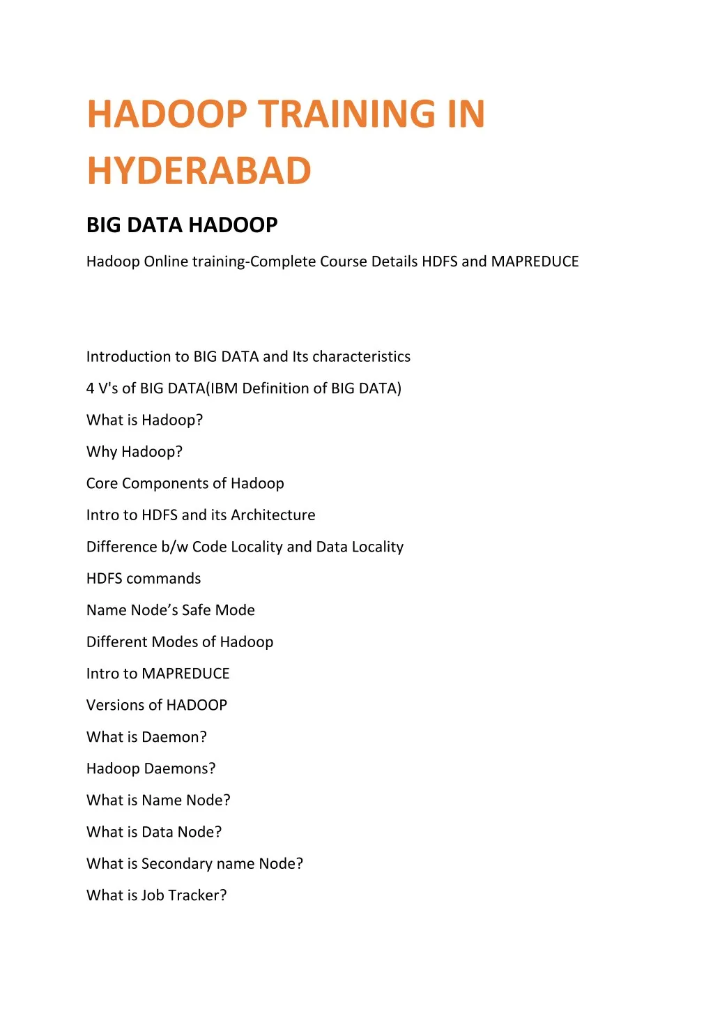 hadoop training in hyderabad