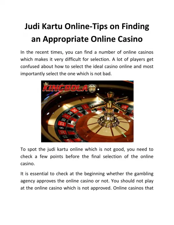 Judi Kartu Online-Tips on Finding an Appropriate Online Casino