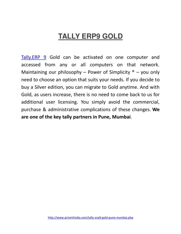 PDF on best Tally Accounting Software|Tally.ERP9 Gold