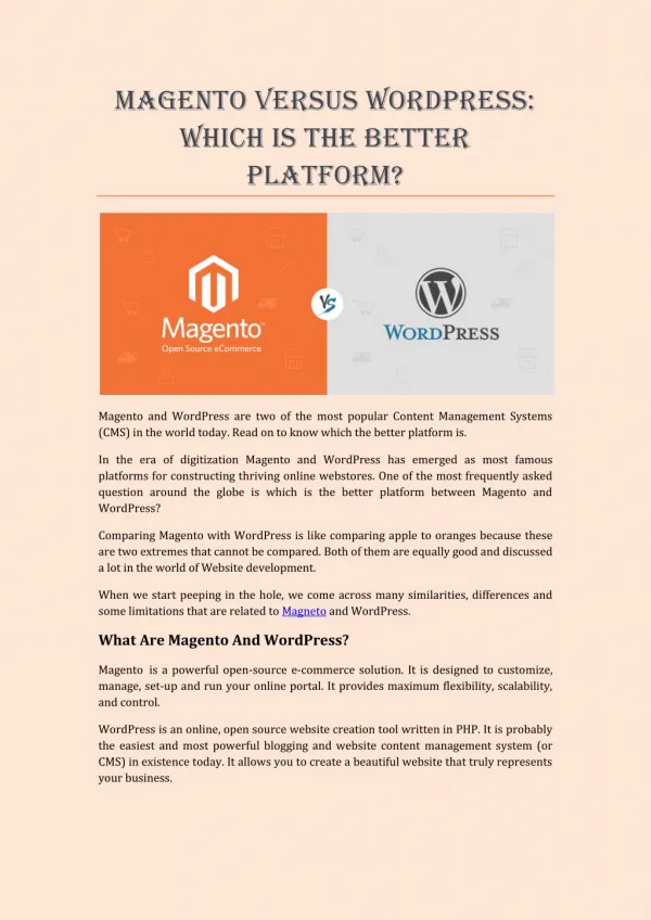 Magento Versus WordPress: Which Is The Better Platform?