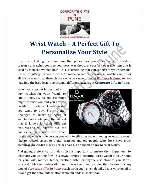 Wrist Watch–A Perfect Gift To Personalize Your Style