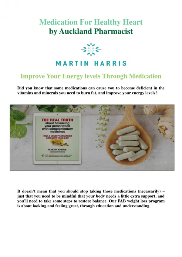 Medication For Healthy Heart by Auckland Pharmacist - Martin Harris