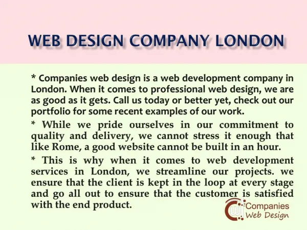 Web Design Services London - companies web design