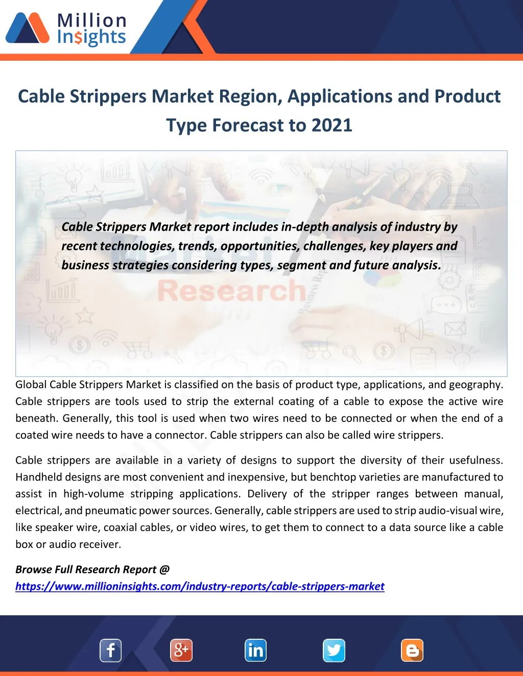 cable strippers market region applications