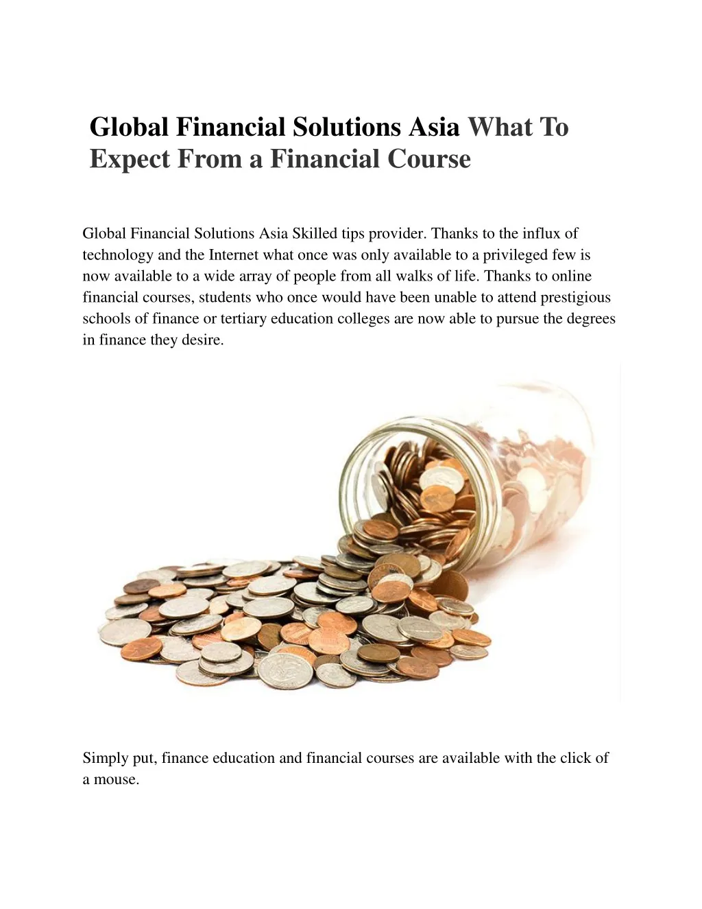 global financial solutions asia what to expect