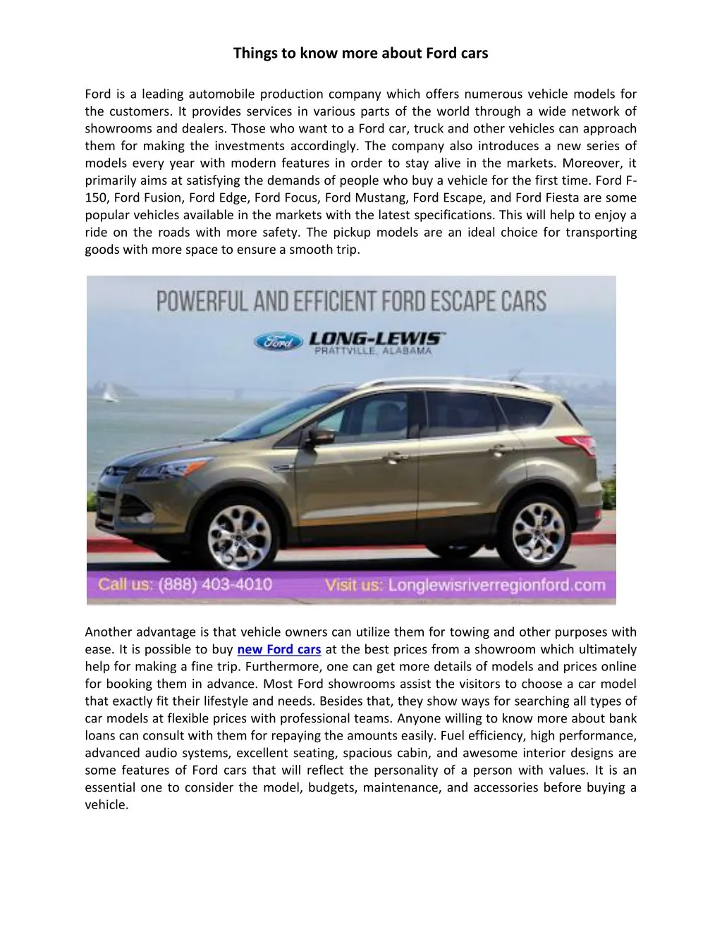 things to know more about ford cars