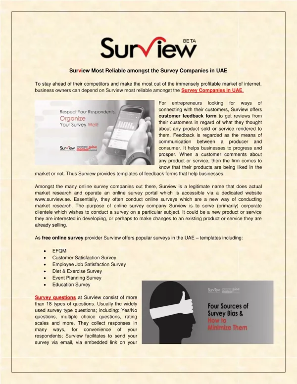 Surview Most Reliable amongst the Survey Companies in UAE