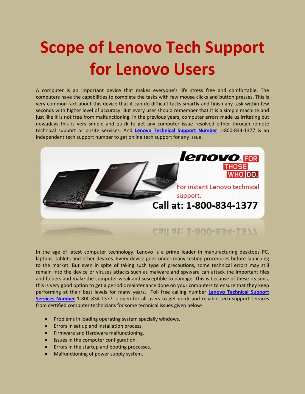 scope of lenovo tech support for lenovo users