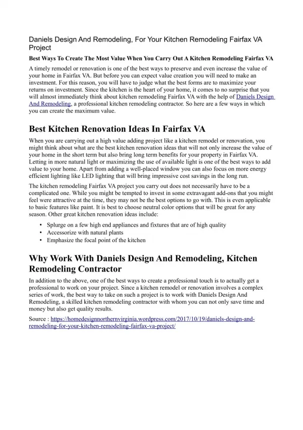 Kitchen Remodeling Fairfax VA Project