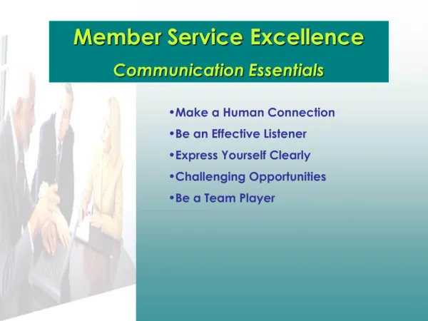 Member Service Excellence Communication Essentials