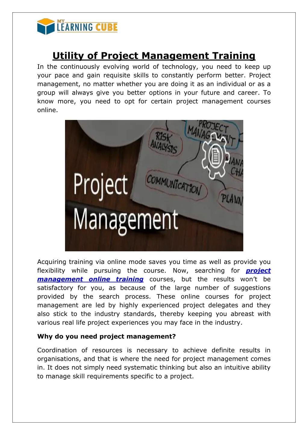 utility of project management training