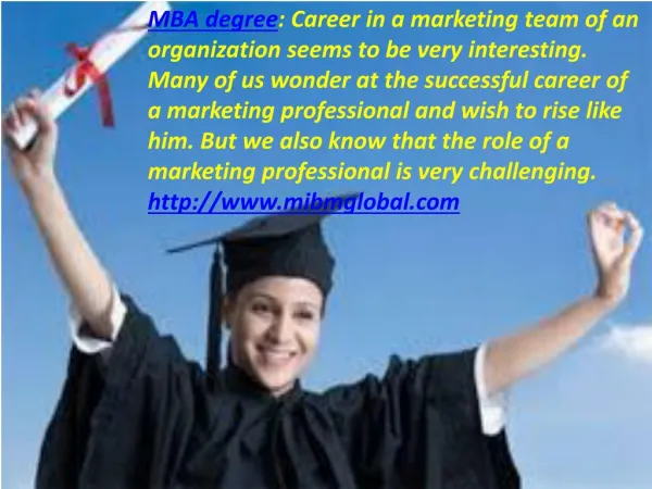 MBA Degree at the successful career of a MIBM GLOBAL