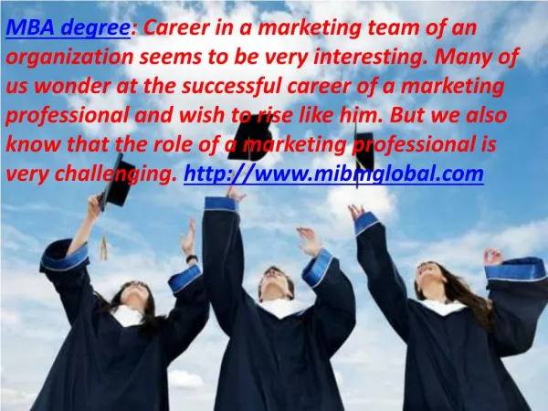 MBA Degree Career in a marketing team of an MIBM GLOBAL