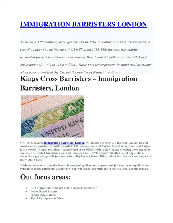 IMMIGRATION BARRISTERS LONDON