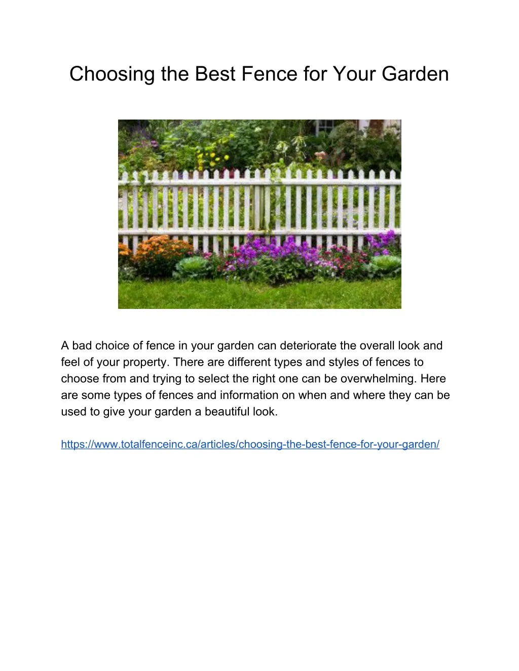 choosing the best fence for your garden