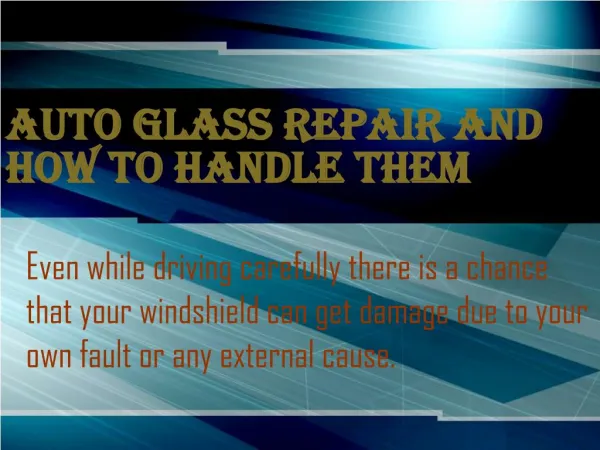 Role of Certified Auto Glass Repair Professionals