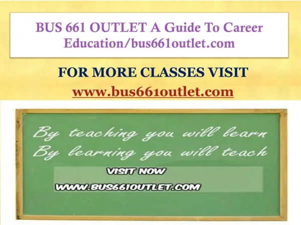 BUS 661 OUTLET A Guide To Career Education/bus661outlet.com