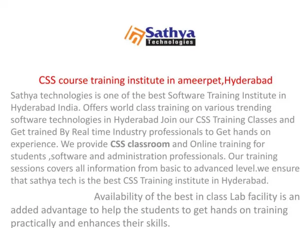 CSS Course Training Institute in Ameerpet Hyderabad
