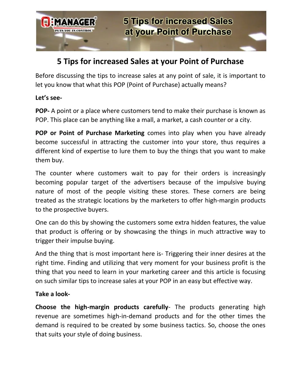 5 tips for increased sales at your point