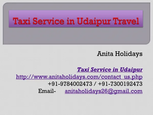 Taxi Service in Udaipur Travel