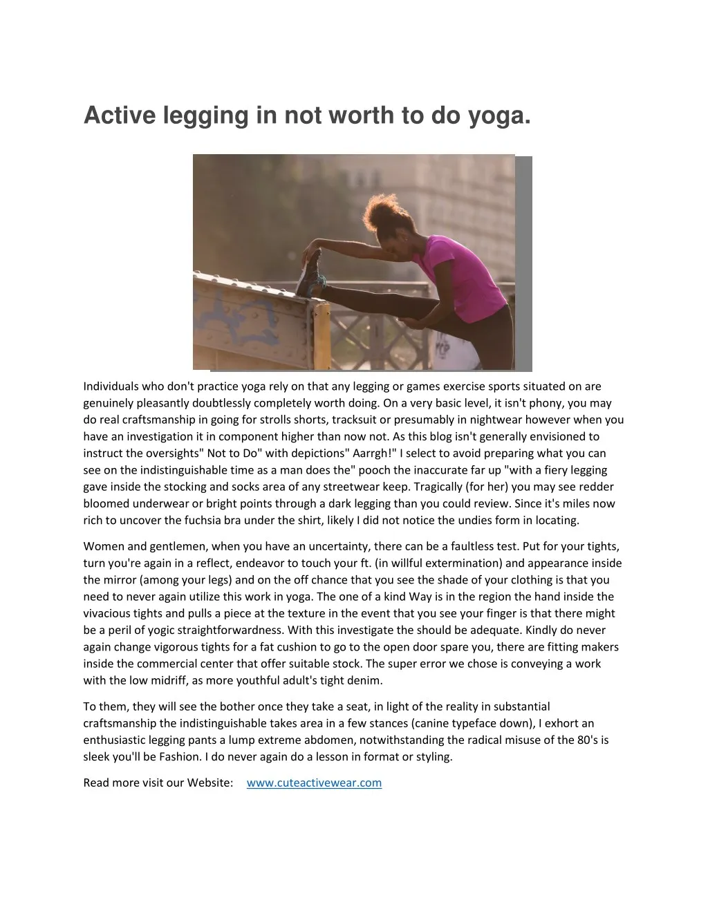 active legging in not worth to do yoga