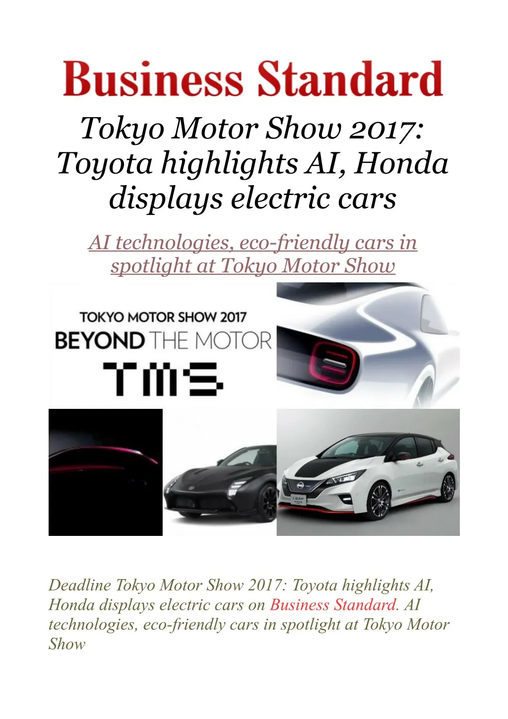 tokyo motor show 2017 toyota highlights ai honda
