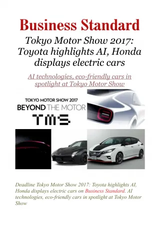 Tokyo Motor Show 2017: Toyota highlights AI, Honda displays electric cars